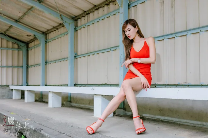 [Mzsock] NO.047 Abby red dress short skirt high heels beautiful legs outdoor shot street photography#[106P]-55